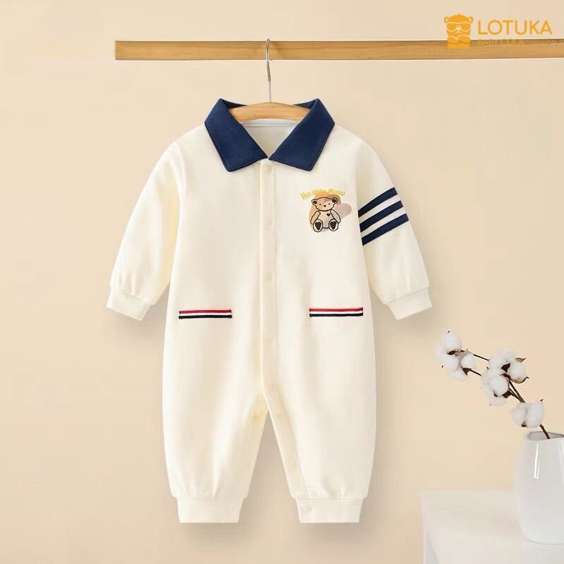 Bodysuit LOTUKA Cho Bé, Body Polo Dài Tay Cho Bé Trai Bé Gái, Bộ Liền Thân Thu Đông, Quần Áo Trẻ Em Size 3-12kg