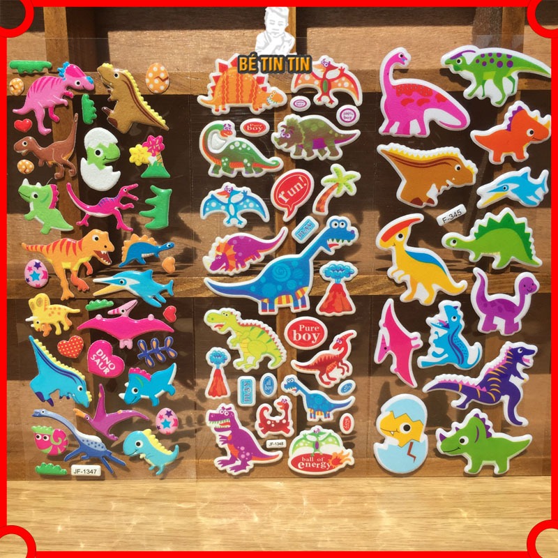 Combo 5 tấm Sticker 3D nổi trang trí sổ sách, bình nước, điện thoại chống thấm nước 20gr