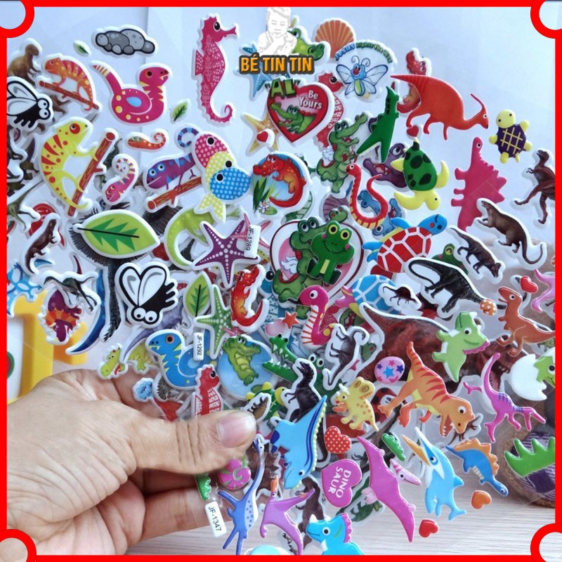 Combo 5 tấm Sticker 3D nổi trang trí sổ sách, bình nước, điện thoại chống thấm nước 20gr
