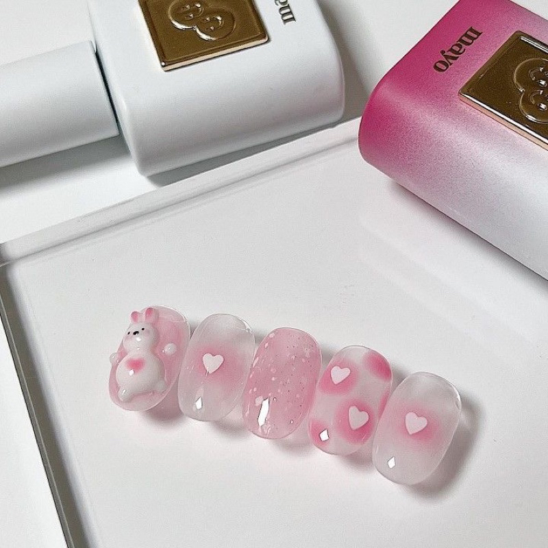 Nailbox gel nổi tone hàn - Nailbox tự làm from móng cứng cáp