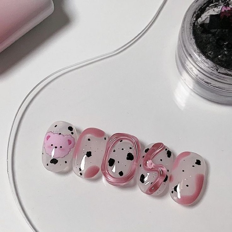 Nailbox gel nổi tone hàn - Nailbox tự làm from móng cứng cáp