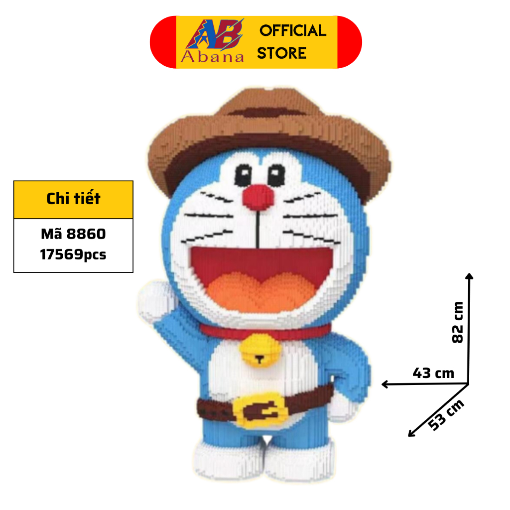LEGO DOREMON Cao Bồi 82cm - Bộ Xếp Hình NOBITA 96cm, Đồ Chơi Abana Lắp Ráp Giải Trí, Xả Stress, Decor Đẹp