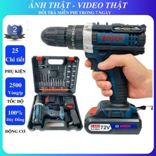 Máy khoan pin bosc 72VF 3 chức năng có búa - Máy bắn vít Bosc đầu kẹp 10mm tặng kèm bộ phụ kiện 24 chi tiết bảo hành 24t