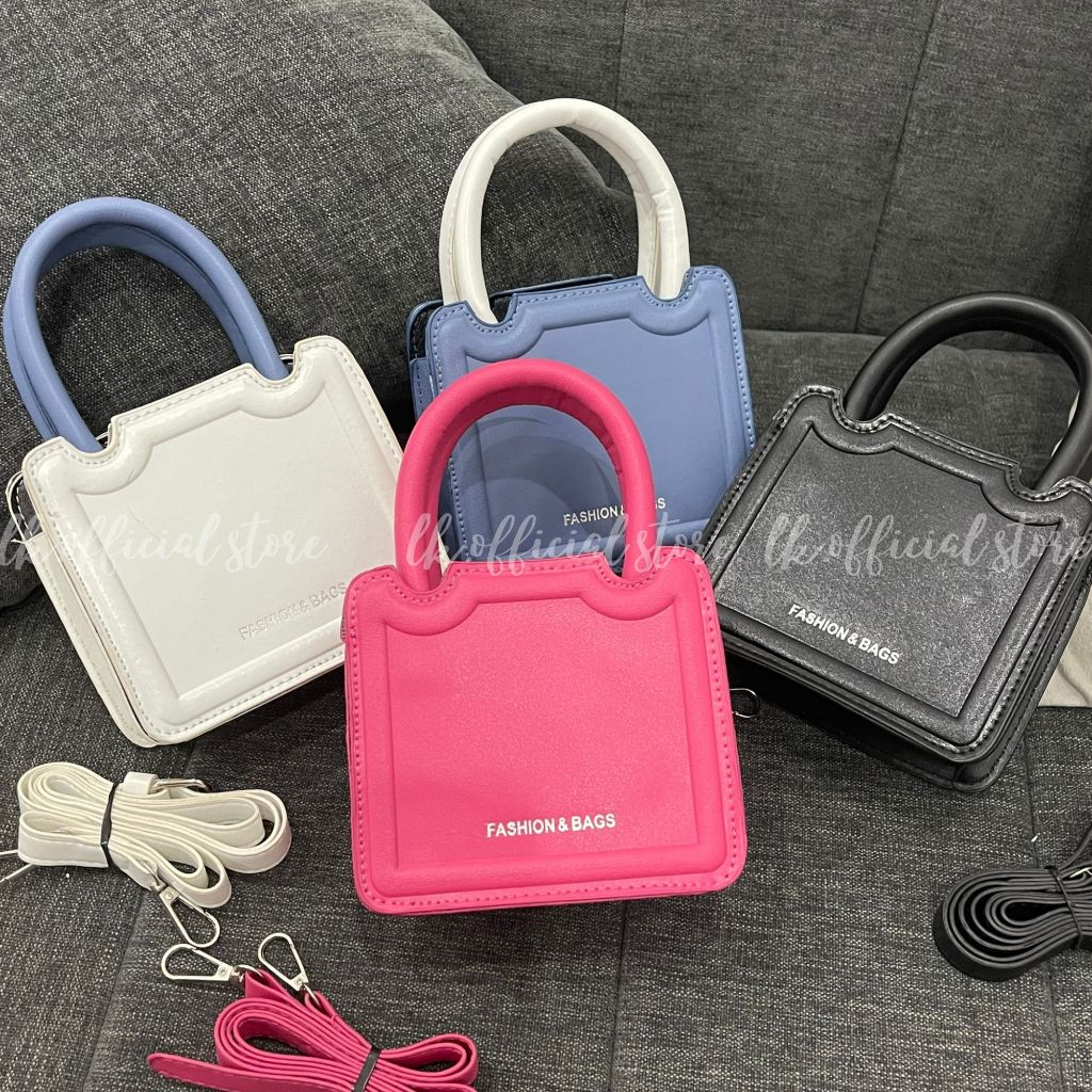 Túi xách tay nữ túi mini hai quai in gân nổi hottrend kèm quai đeo chéo LK359