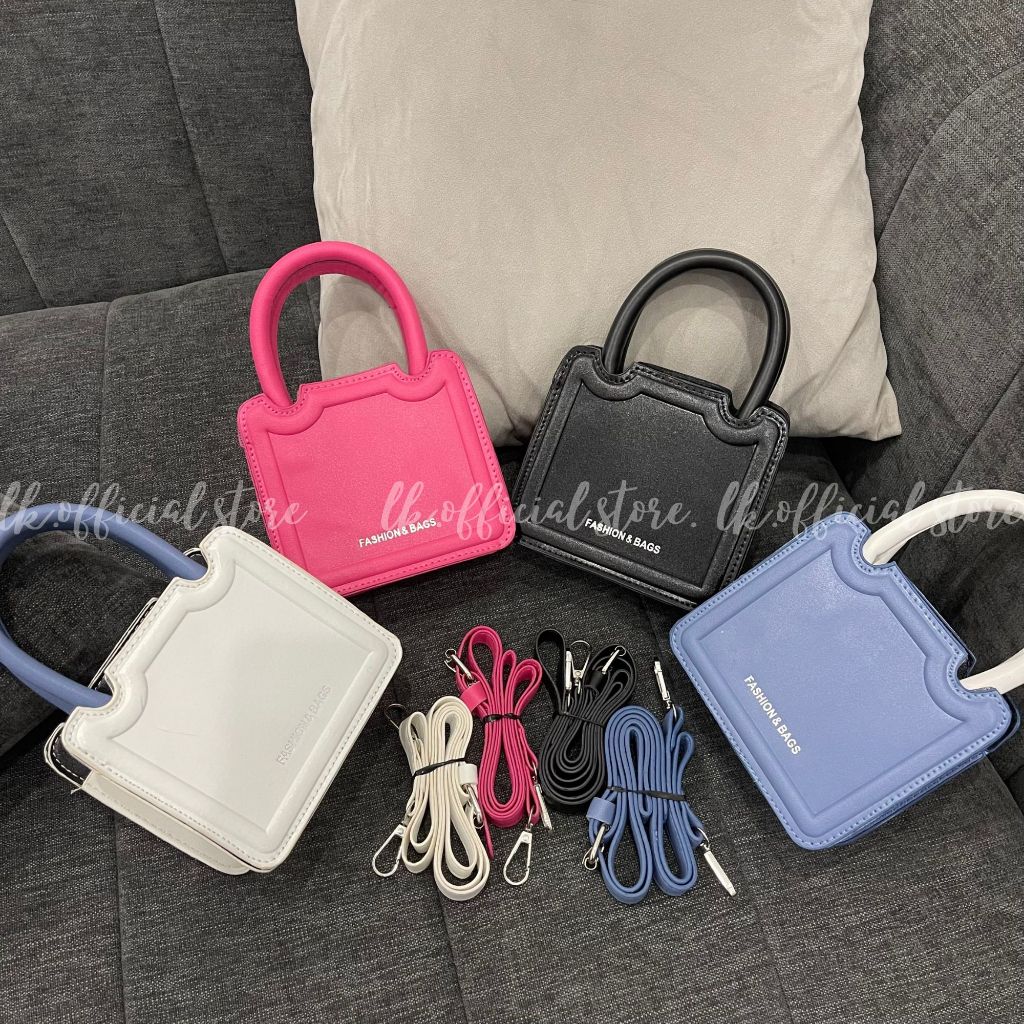 Túi xách tay nữ túi mini hai quai in gân nổi hottrend kèm quai đeo chéo LK359