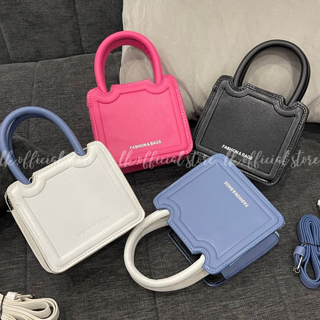 Túi xách tay nữ túi mini hai quai in gân nổi hottrend kèm quai đeo chéo LK359