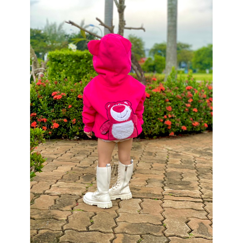 Áo hoodie gấu dâu cho bé gái