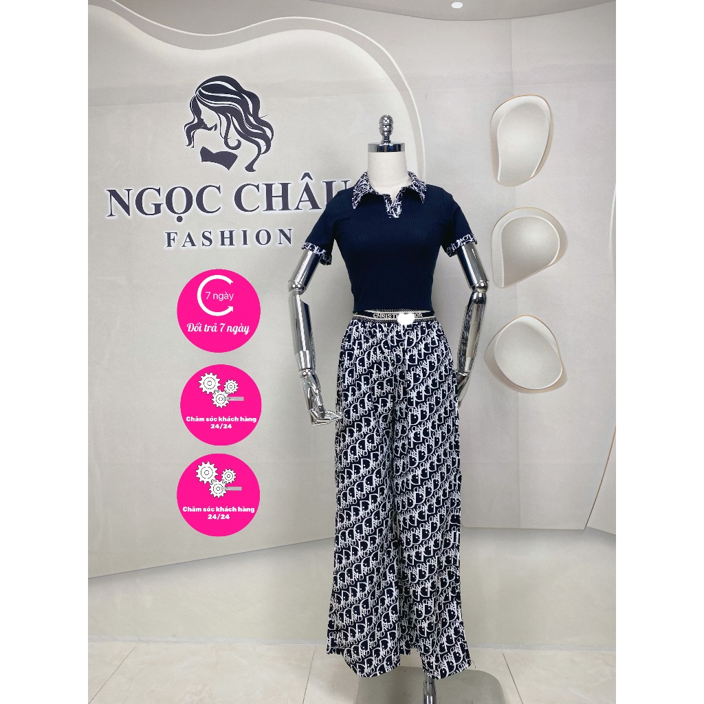 SET ÁO NỮ CROPTOP TAY NGẮN PHỐI QUẦN CARO DÀI 2 MÀU ĐEN, TRẮNG FORM CO DÃN 38-58KG