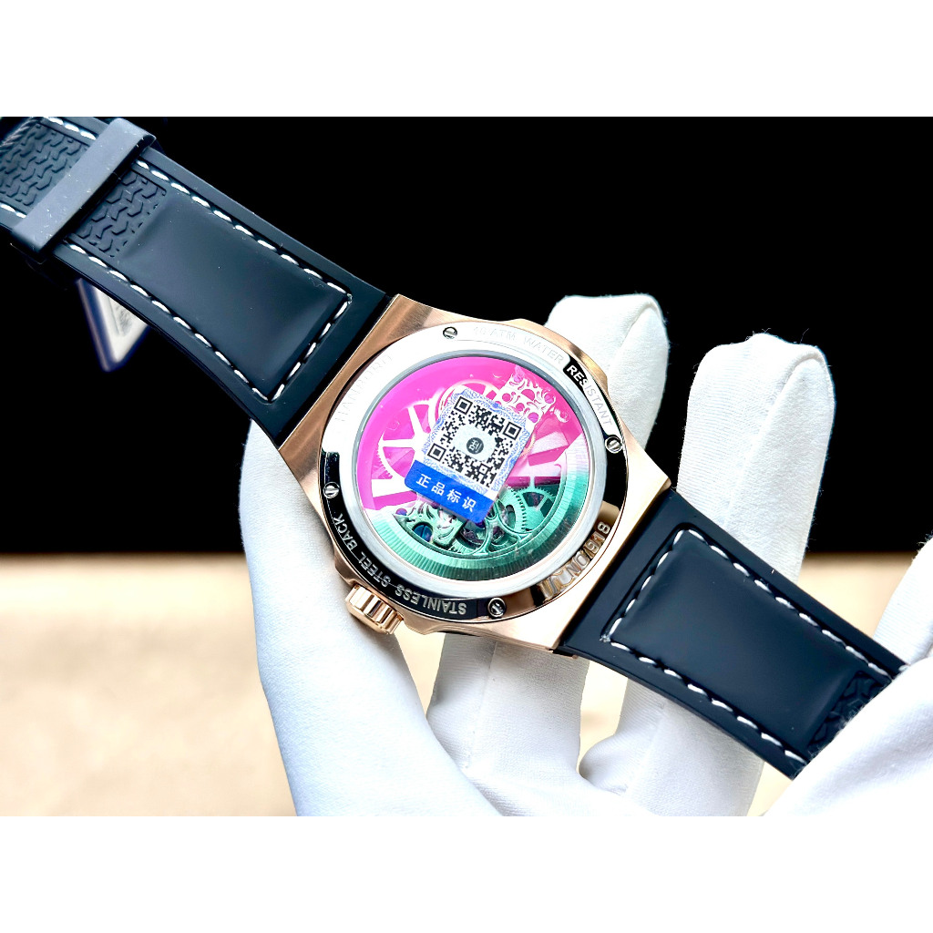 Đồng Hồ Nam Hanboro HBR 918 Rose Gold - Dây Da Lót Cao Su , Máy Automatic , Size 44mm