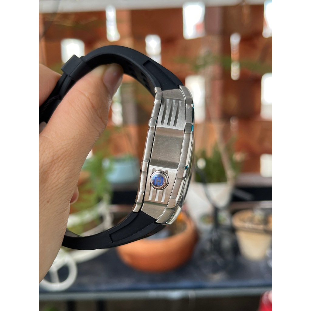 Đồng Hồ Nam Hanboro 900 Nạm Đá - Dây Silicone, Size 44mm