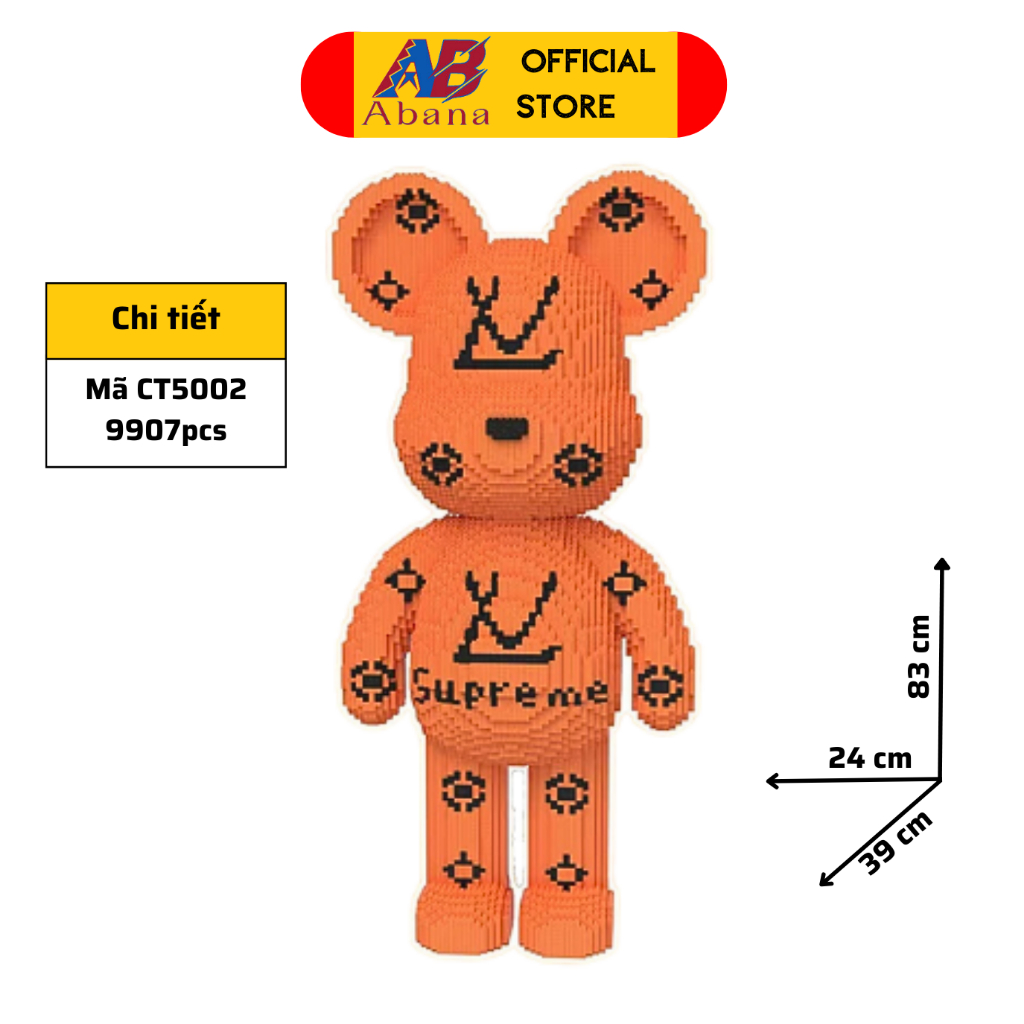 LEGO BEARBRICK Khổng Lồ - Mô Hình Lắp Gấu Bearbrick 71cm, Bộ Xếp Hình Abana Giúp Phát Triển Tư Duy Sáng Tạo Logic