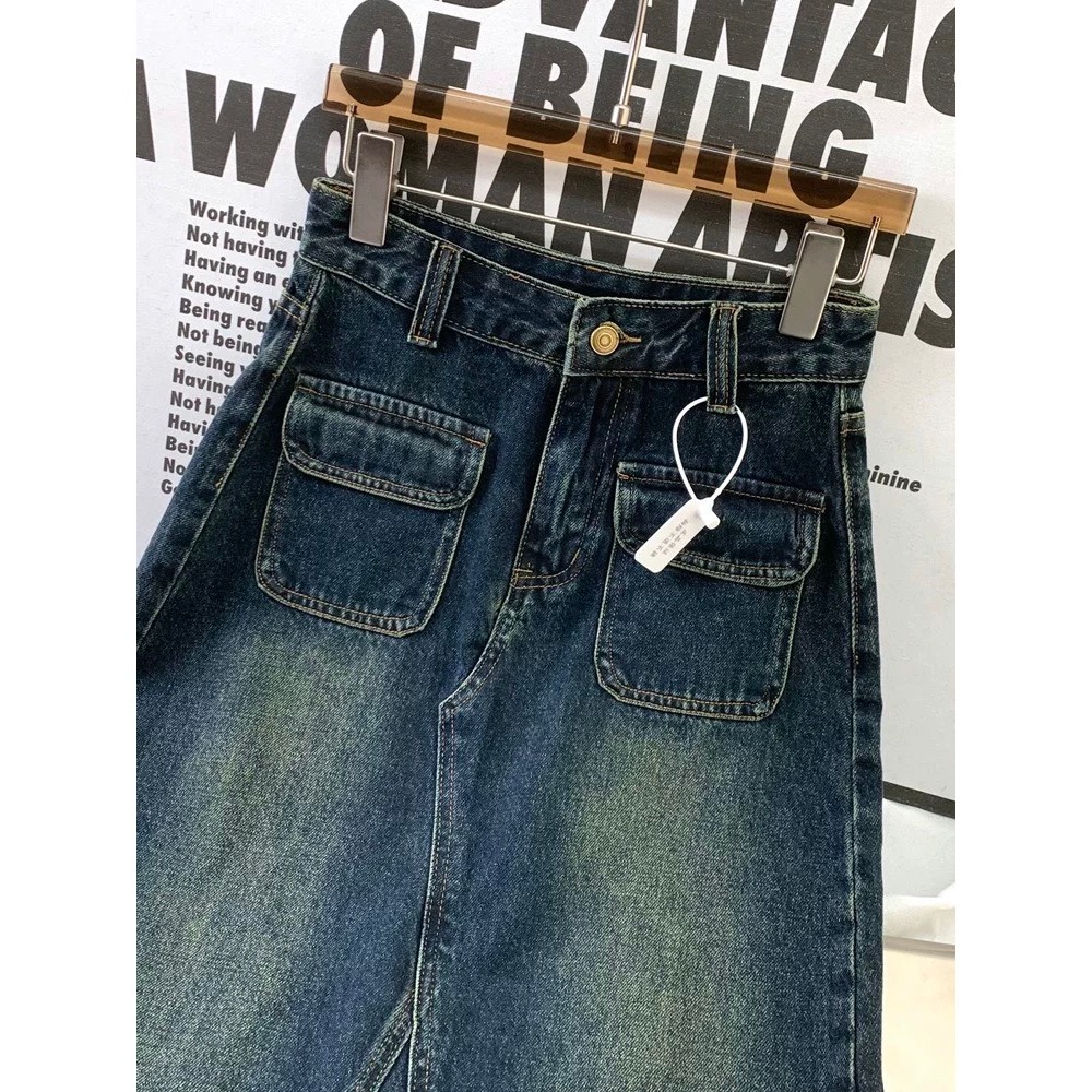 Chân váy jeans dài XONXEN SHOP QUY NHƠN túi nắp tua lai,chất jeans dày dặn màu siêu xinh mã 85089