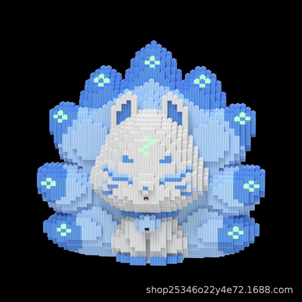 Xếp hình hồ ly 9 đuôi 33cm  hồ li 30cm Đồ chơi lắp ráp nano 3d mô hình bearbicks