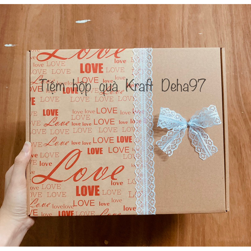 Hộp quà tặng có nắp Kraft handmade