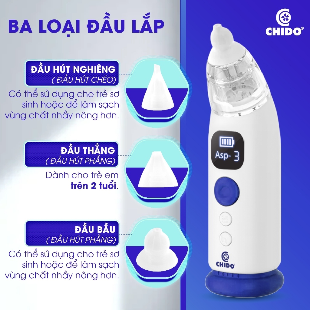 Máy Hút Mũi Cho Bé Sơ Sinh Và Trẻ Nhỏ Chido New 2023 - Bảo Hành 24Tháng, 3 Cấp Độ Hút, Phát Nhạc, Công Nghệ Nhật Bản