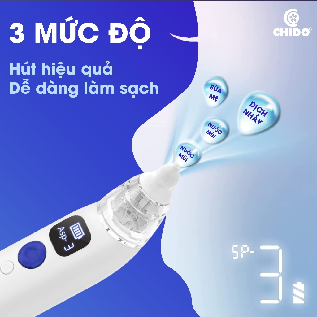 Máy Hút Mũi Cho Bé Sơ Sinh Và Trẻ Nhỏ Chido New 2023 - Bảo Hành 24Tháng, 3 Cấp Độ Hút, Phát Nhạc, Công Nghệ Nhật Bản