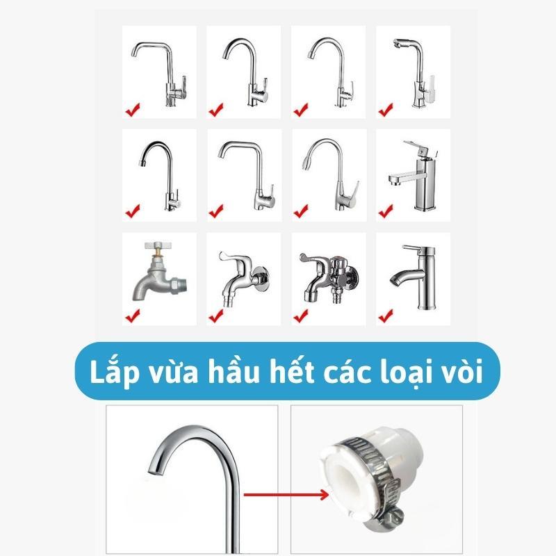 Đầu vòi rửa bát tăng áp đồng thau - inox 304 - 3 Chế độ - xoay 360 độ- bảo hành 12 tháng