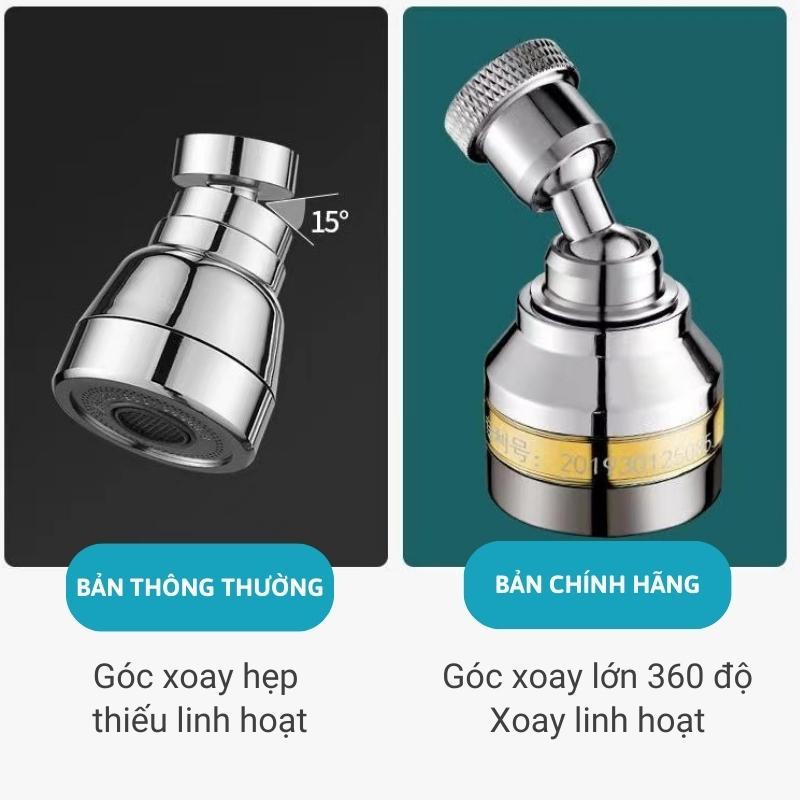 Đầu vòi rửa bát tăng áp đồng thau - inox 304 - 3 Chế độ - xoay 360 độ- bảo hành 12 tháng