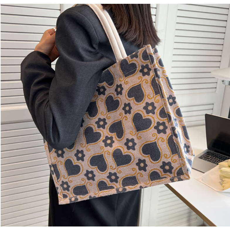Túi cói có quai xách,vải canva cỡ lớn, túi tote dạo phố, đi biển, chụp lookbook thời trang