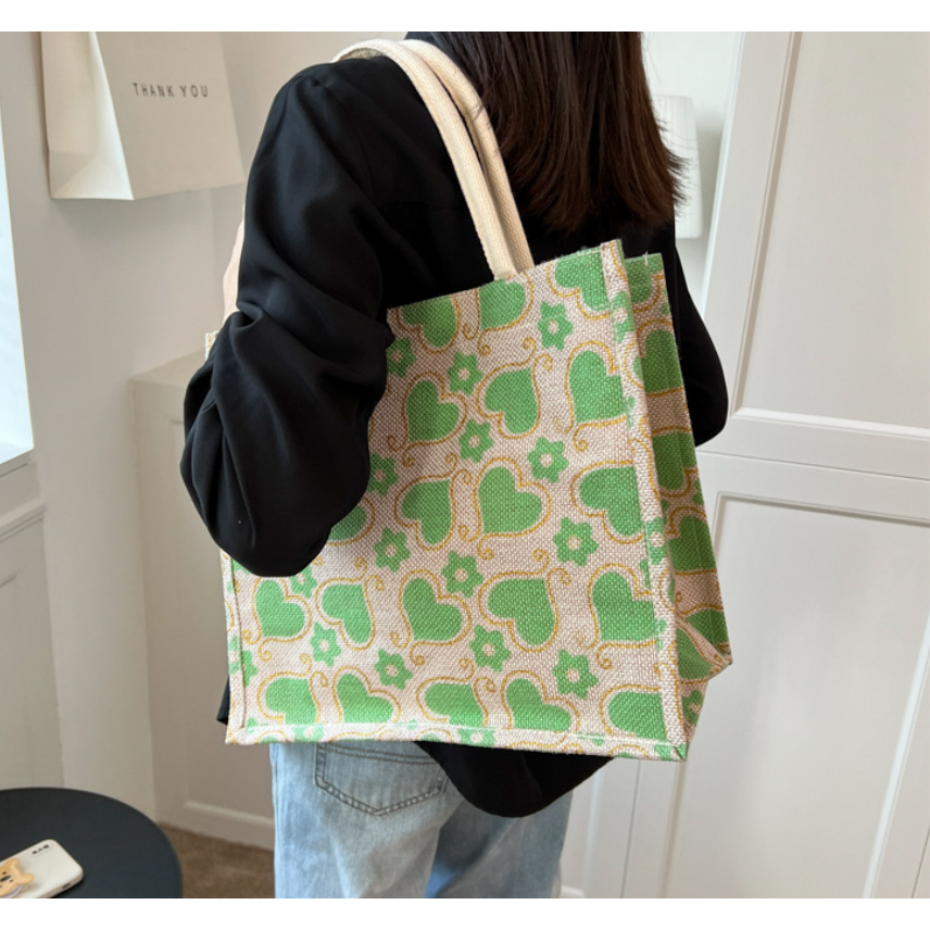 Túi cói có quai xách,vải canva cỡ lớn, túi tote dạo phố, đi biển, chụp lookbook thời trang