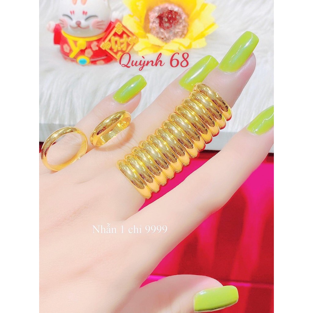 Nhẫn trơn 1 chỉ ki hiệu 9999 bền màu phù hợp nam và nữ quỳnh68