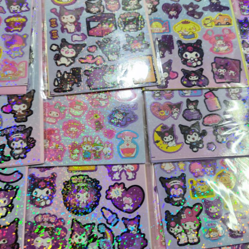 Bìa 20 bộ sticker bà tiên thỏ tím có ánh kim lấp lánh