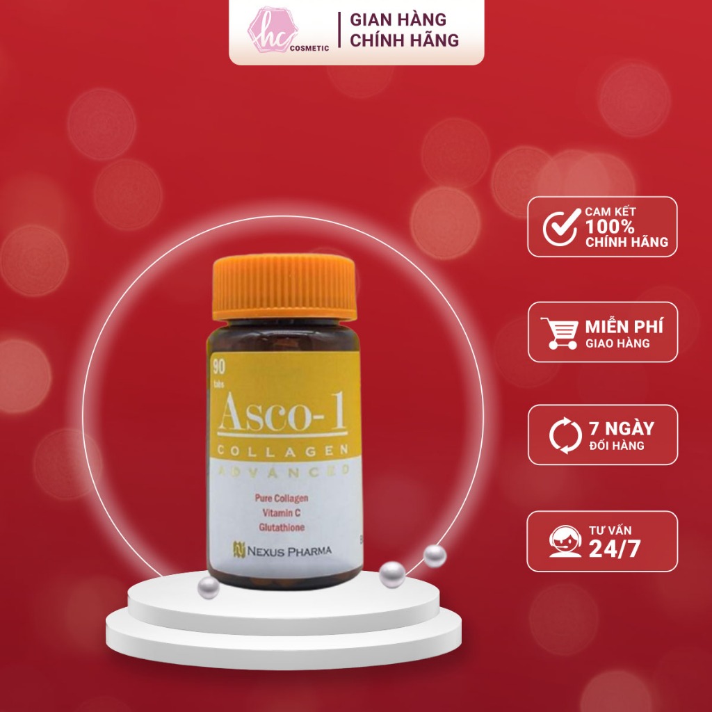 Collagen trẻ hoá da Asco-1 hộp 90 viên Hương Chất Cosmetic