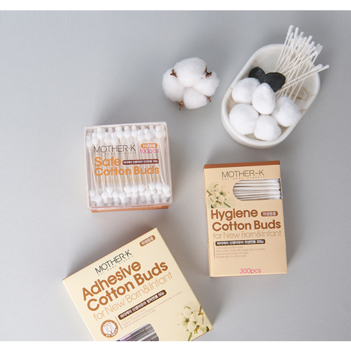 Tăm bông sơ sinh cao cấp 1 đầu xoắn Mother - K hộp 100c và 300c Chính Hãng