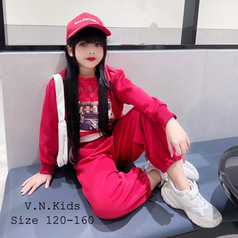 Bộ nỉ 3 chi tiết cho Bé đón Thu Đông size đại 19kg-45kg