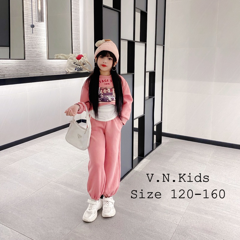 Bộ nỉ 3 chi tiết cho Bé đón Thu Đông size đại 19kg-45kg