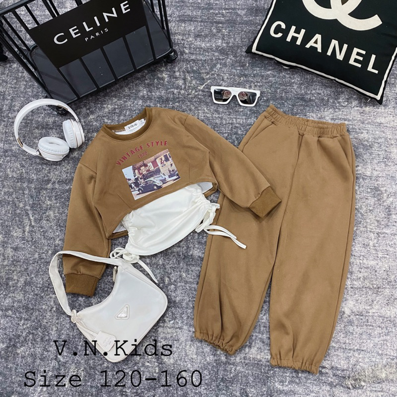 Bộ nỉ 3 chi tiết cho Bé đón Thu Đông size đại 19kg-45kg