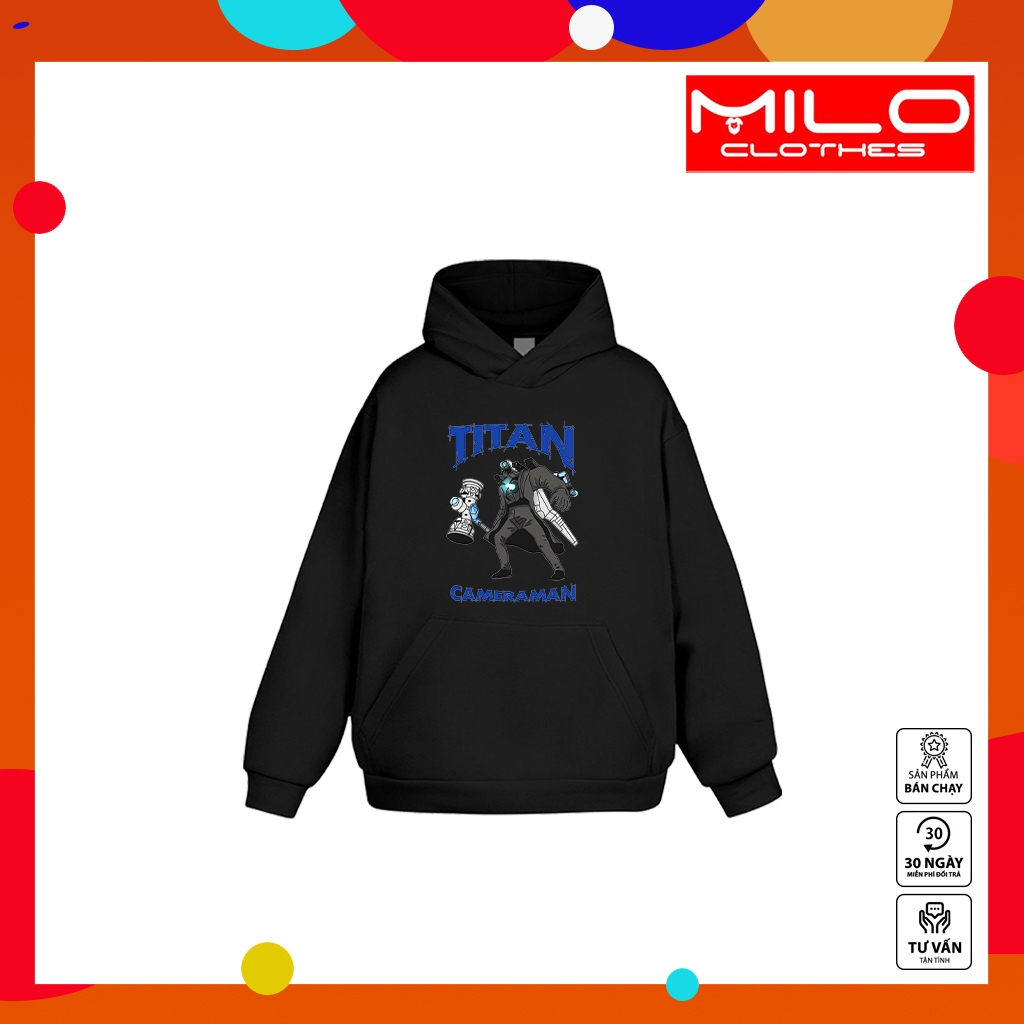 BST mẫu Áo Hoodie đen in hình Titan Speakerman Skibidi Toilet cực đẹp dành cho bé