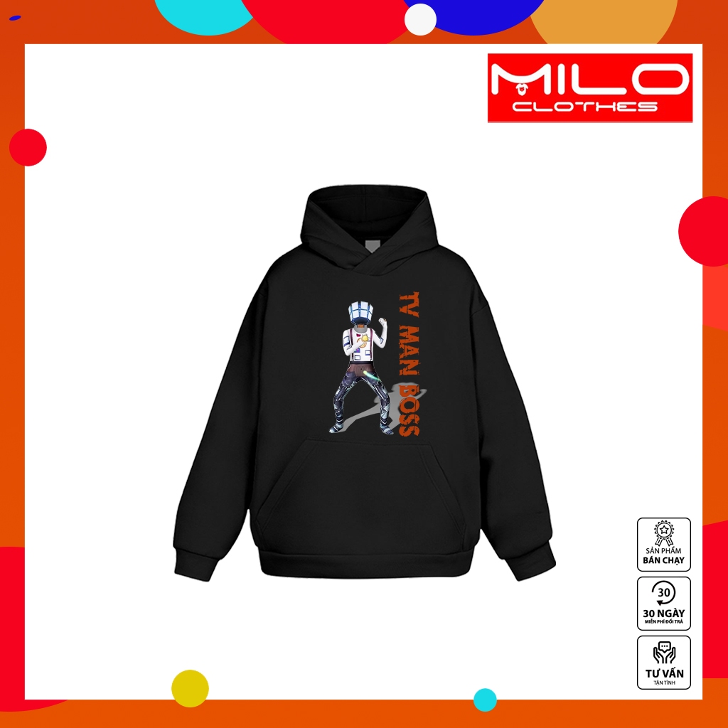 BST mẫu Áo Hoodie đen in hình Titan Speakerman Skibidi Toilet cực đẹp dành cho bé