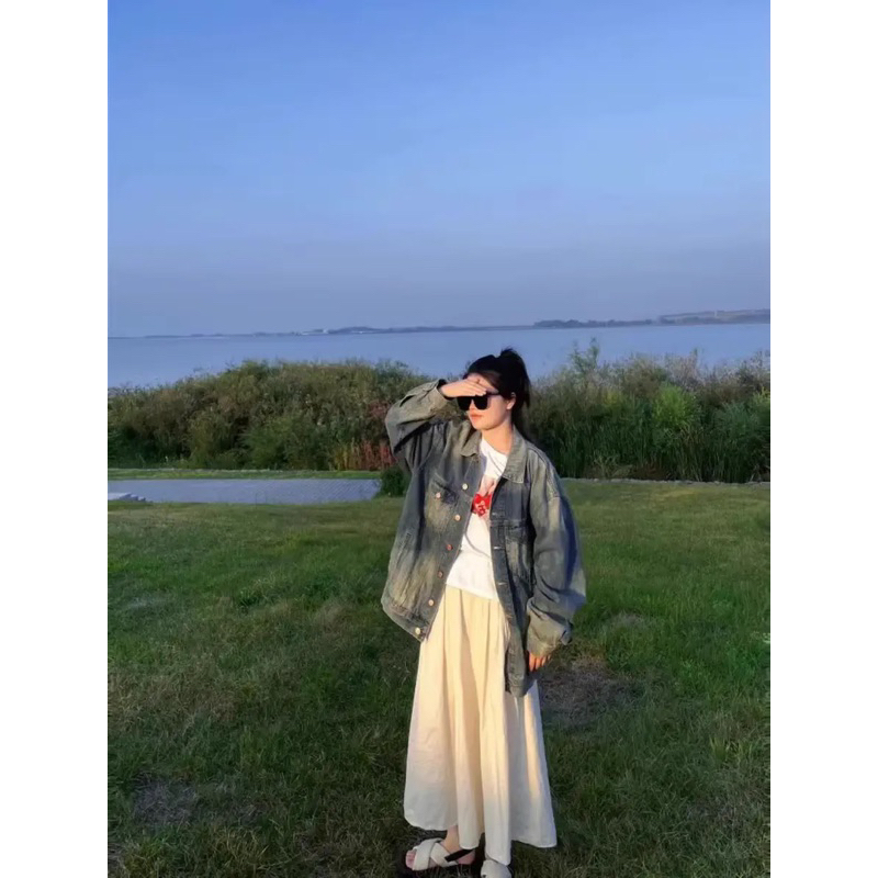 Áo khoác jean  Denim Ba.len Phong Cách unisex nam nữ thời trang QC XỊn