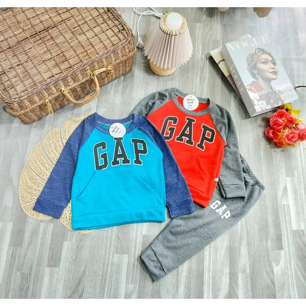 Bộ dài tay cho bé trai, vải da cá dày dặn