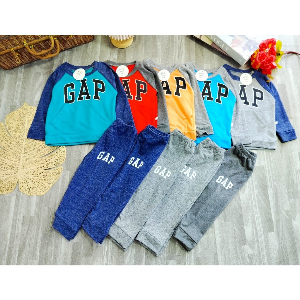 Bộ dài tay cho bé trai, vải da cá dày dặn