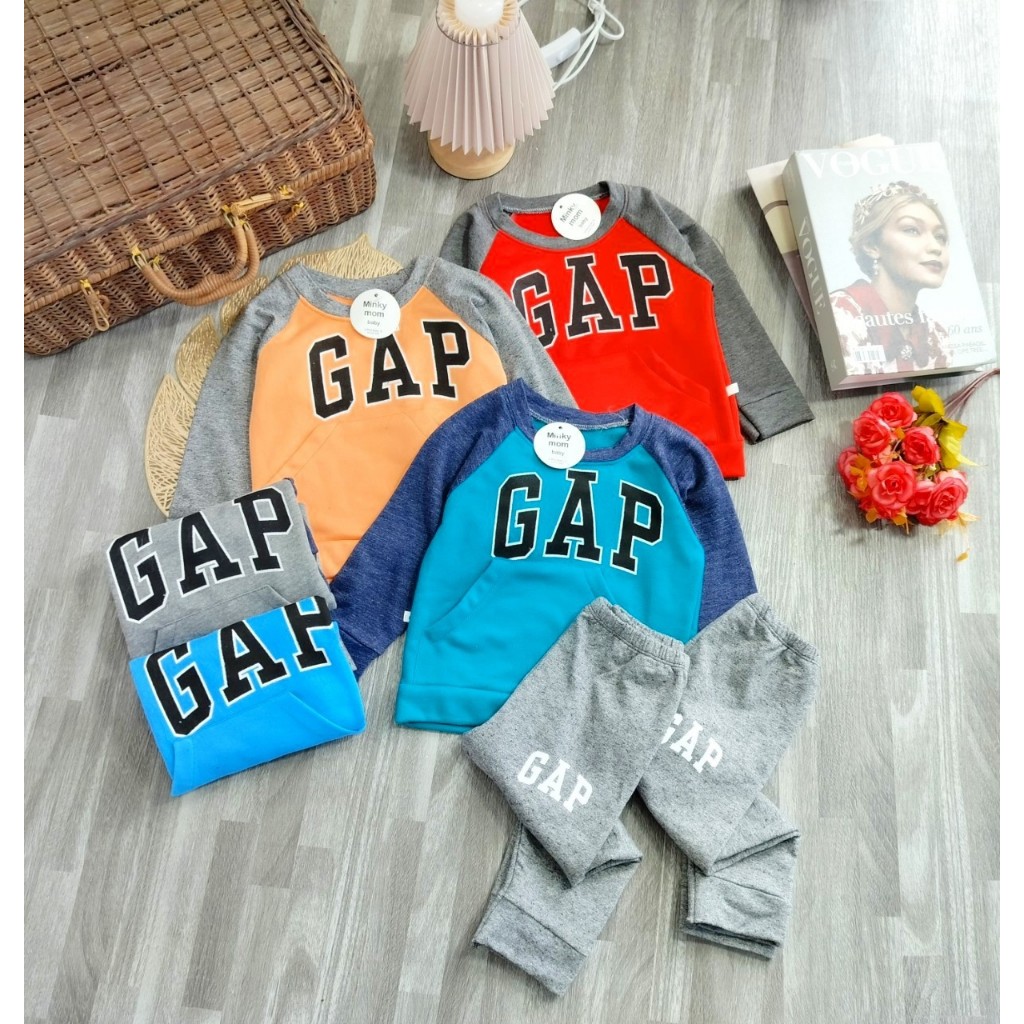 Bộ dài tay cho bé trai, vải da cá dày dặn