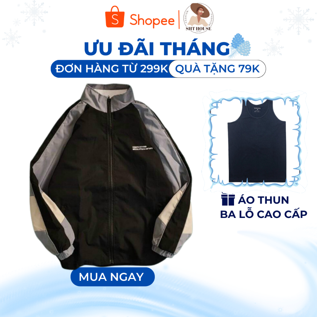 Áo khoác dù nam nữ Unisex chất vải gió 2 lớp form rộng cổ đứng phối màu độc lạ SHT32 - SHTHOUSE