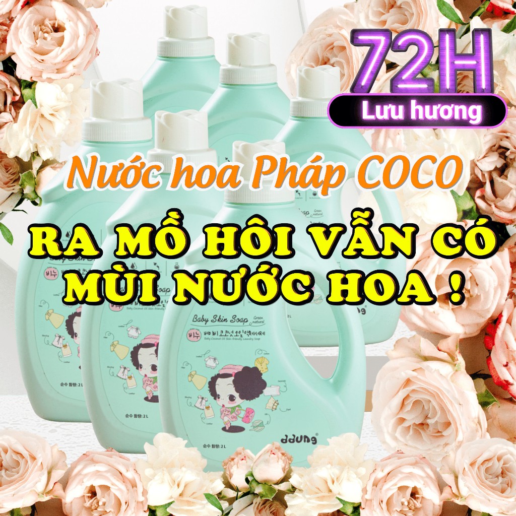 Nước giặt nước hoa Minibear, lưu hương 72 giờ, giặt siêu sạch, Thùng 6 chai 12.6 kg. ,ddung.