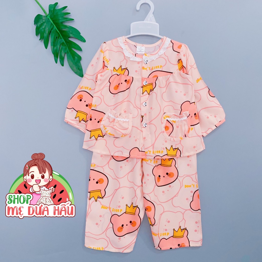 Set bộ bé gái | Bộ lanh bé gái chất tole loại 1 mềm, mát dài tay 8-38kg shop mẹ dưa hấu