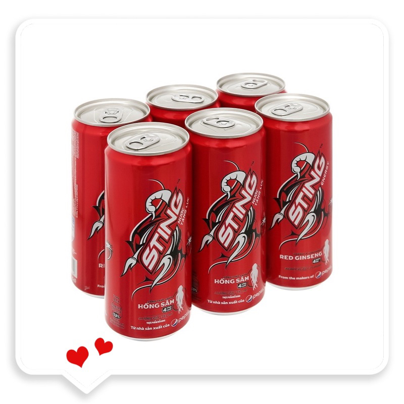 Lốc 6 lon nước Sting dâu 320ml/lon