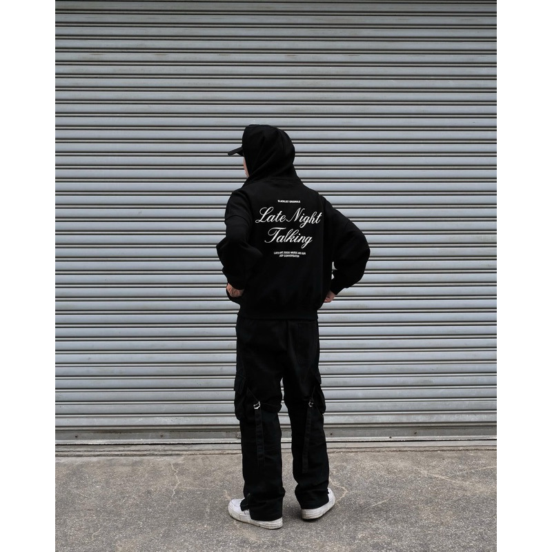 Áo Hoodie Boxy Nỉ 100% Cotton BLACKLIST | LATE NIGHT TALKING BOXY HOODIE
