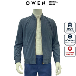 Áo khoác bomber nam Owen JK231601 Jacket 2 lớp dáng suông bo cổ tay và gấu màu stone blue họa tiết vải polyester cao cấp