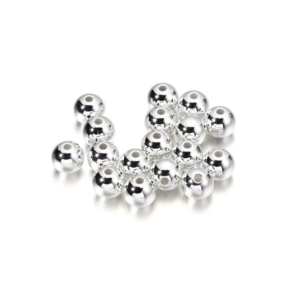 10gam Hạt ngoc trai nhựa, hạt bẹt màu vàng si, bạc si nhiều size 3/4/5/6/8/10mm