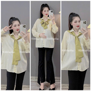 Áo Bầu Thời Trang Công Sở Dáng Sơ Mi