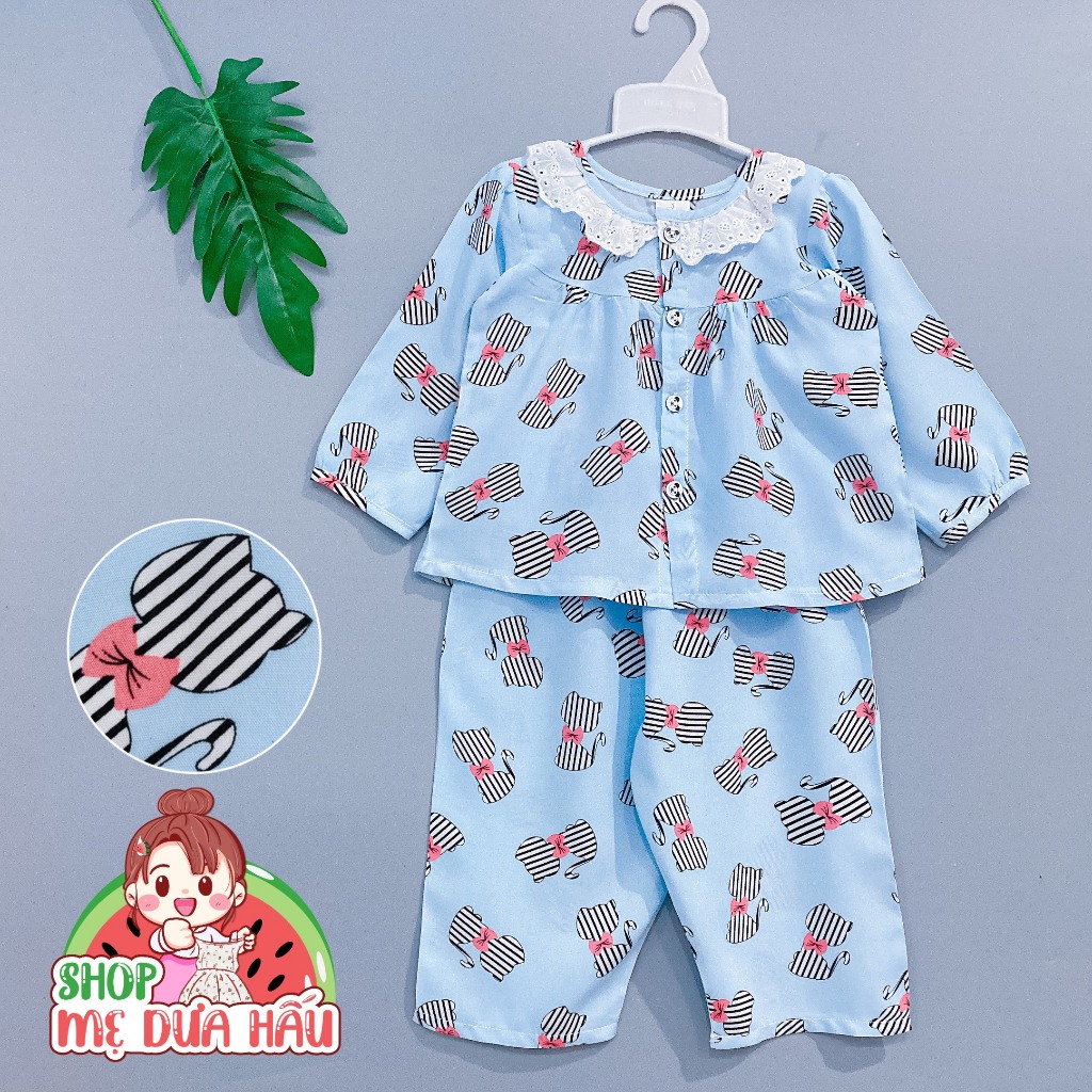 Set bộ bé gái | Bộ lanh bé gái chất tole loại 1 mềm, mát dài tay 8-38kg shop mẹ dưa hấu