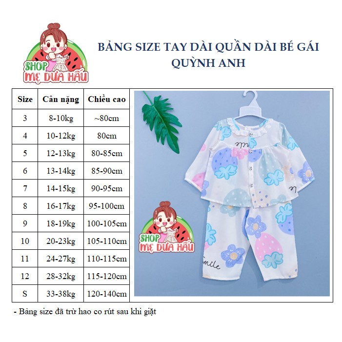 Set bộ bé gái | Bộ lanh bé gái chất tole loại 1 mềm, mát dài tay 8-38kg shop mẹ dưa hấu