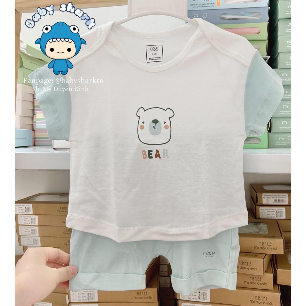 Bộ cộc tay cài vai Nous cho bé 3m - 3Y