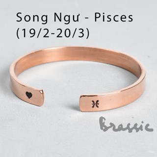 Vòng tay nữ đồng đỏ nguyên chất khắc 12 cung hoàng đạo handmade giá rẻ có bán sỉ BRASSIC - VT53