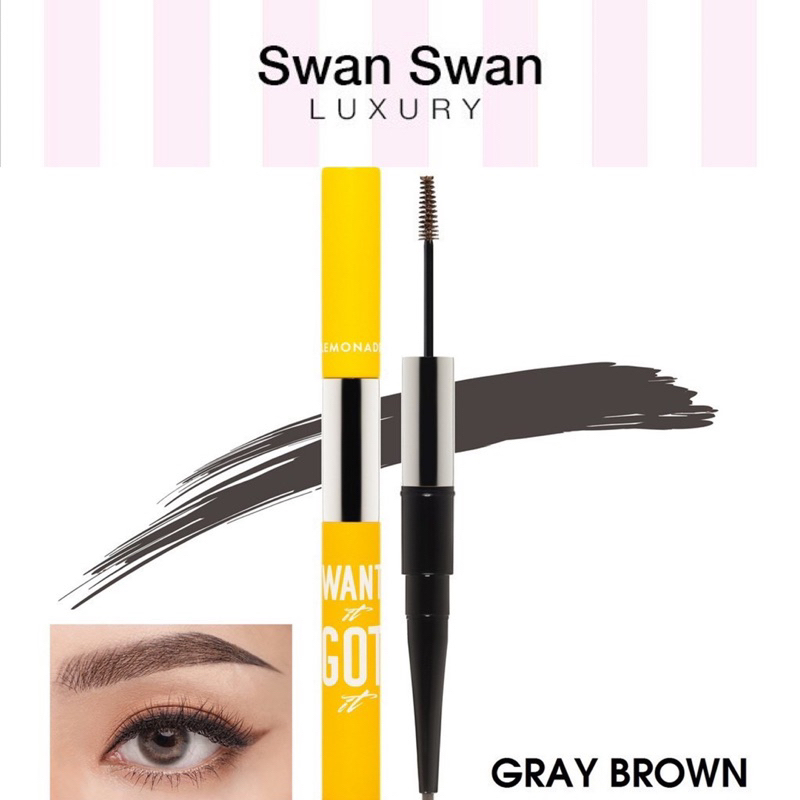 Chì Kẻ Mày 2 Đầu Lemonade Có Mascara Lông Mày, Bền Màu, Sắc Nét, Lâu Trôi - Lemonade Want It Got It 